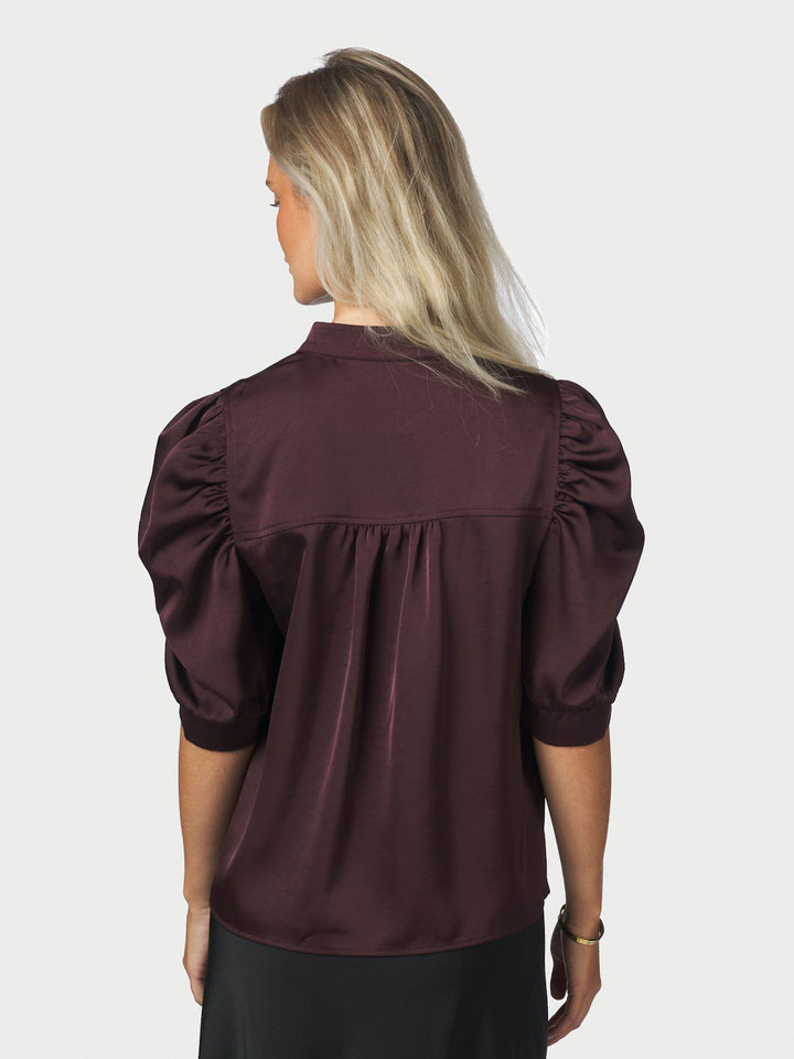 Roella Heavy Sateen Blouse  Burgundy