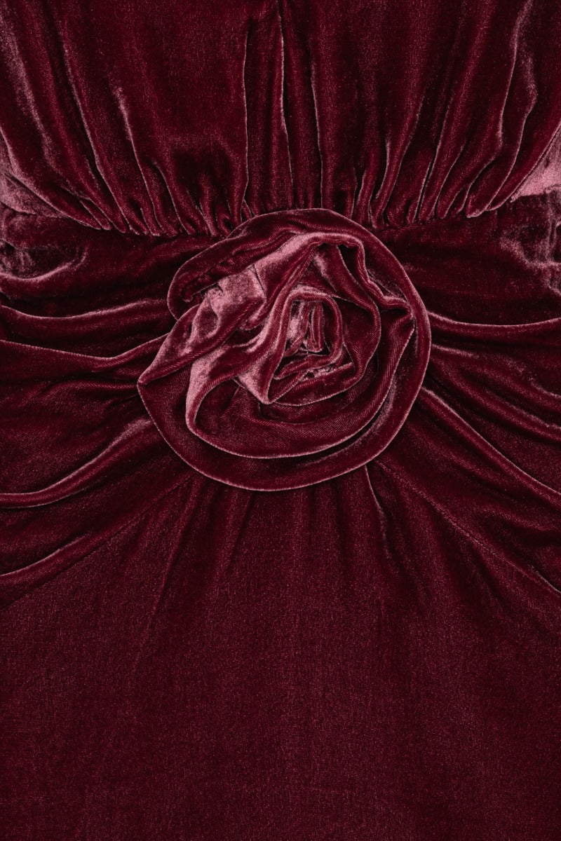 SILK VELVET MINI DRESS  Zinfandel