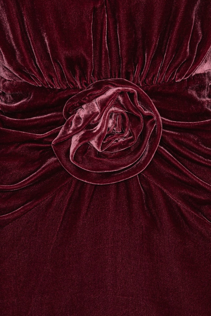 SILK VELVET MINI DRESS  Zinfandel