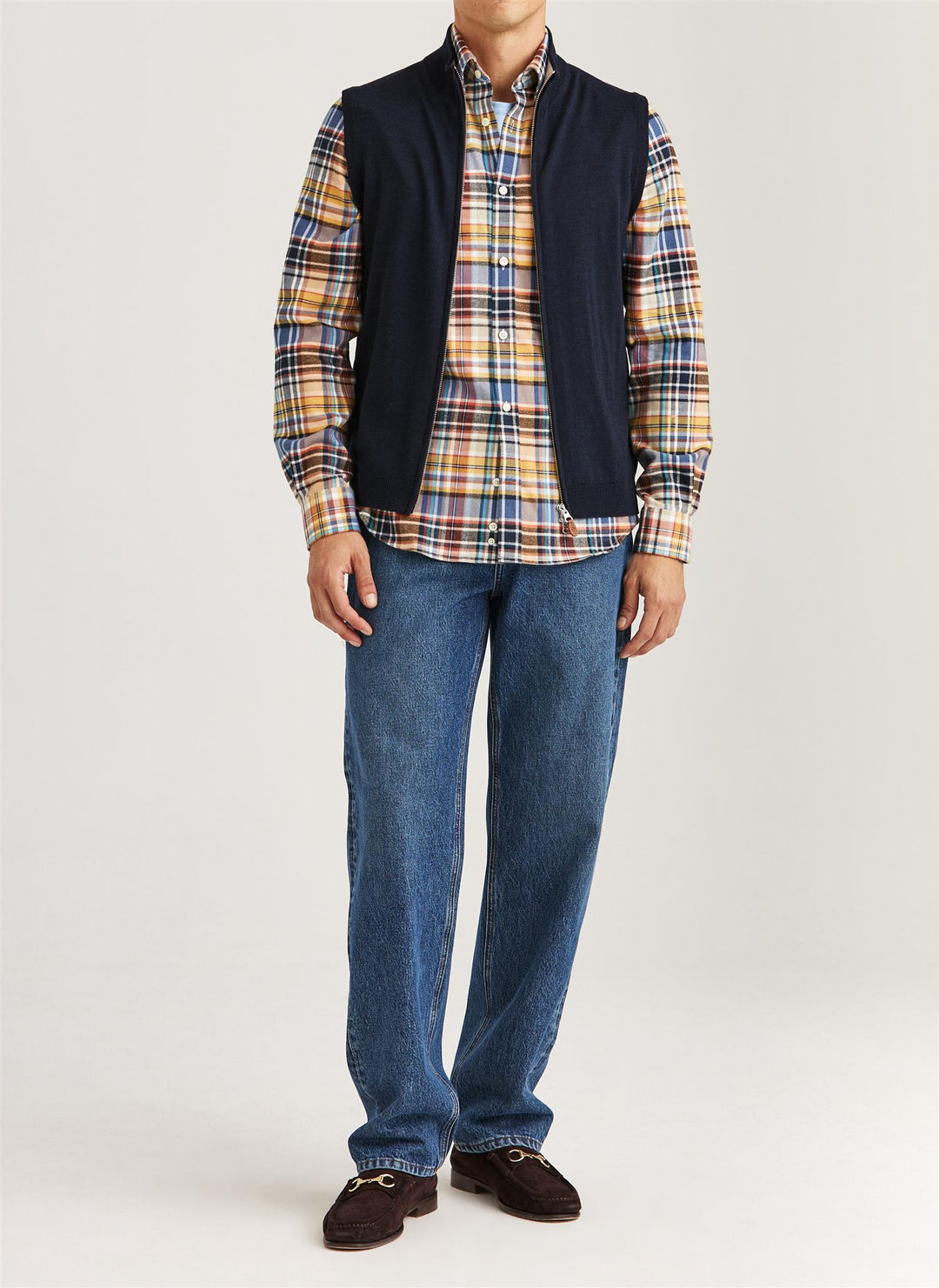 Merino Zip Vest  Navy