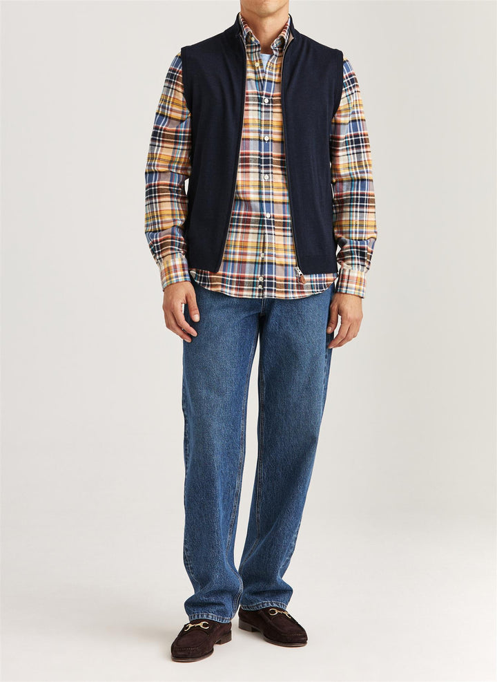 Merino Zip Vest  Navy