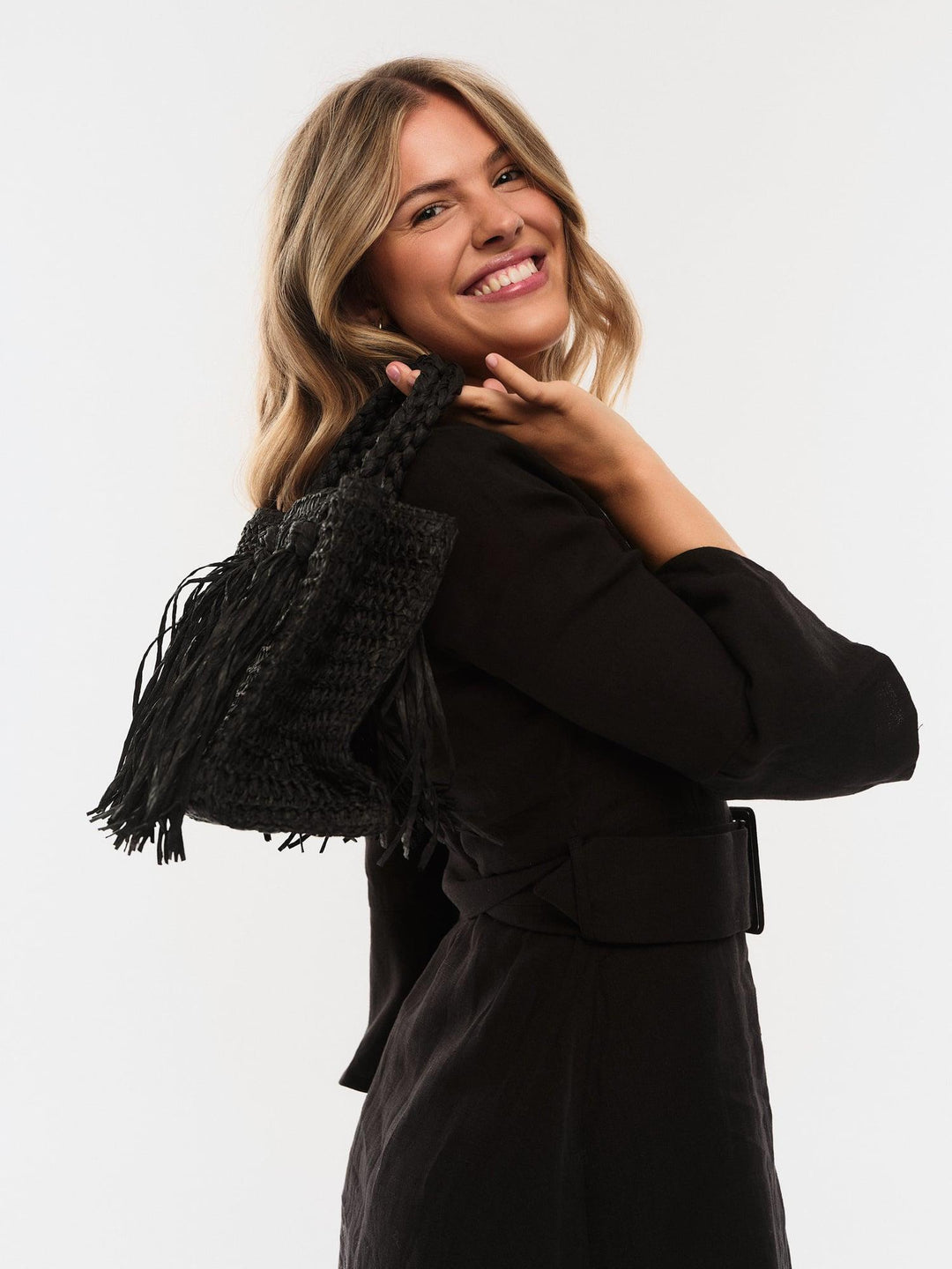 Sigrid Straw Bag  Black