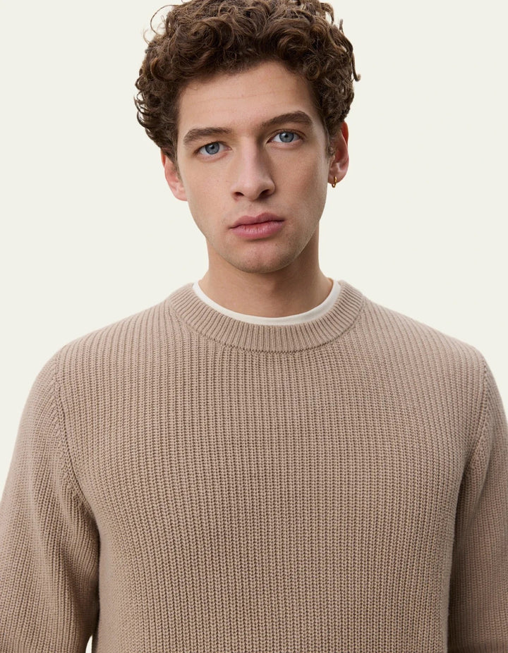 Rib Crewneck Knit  Dark Sand