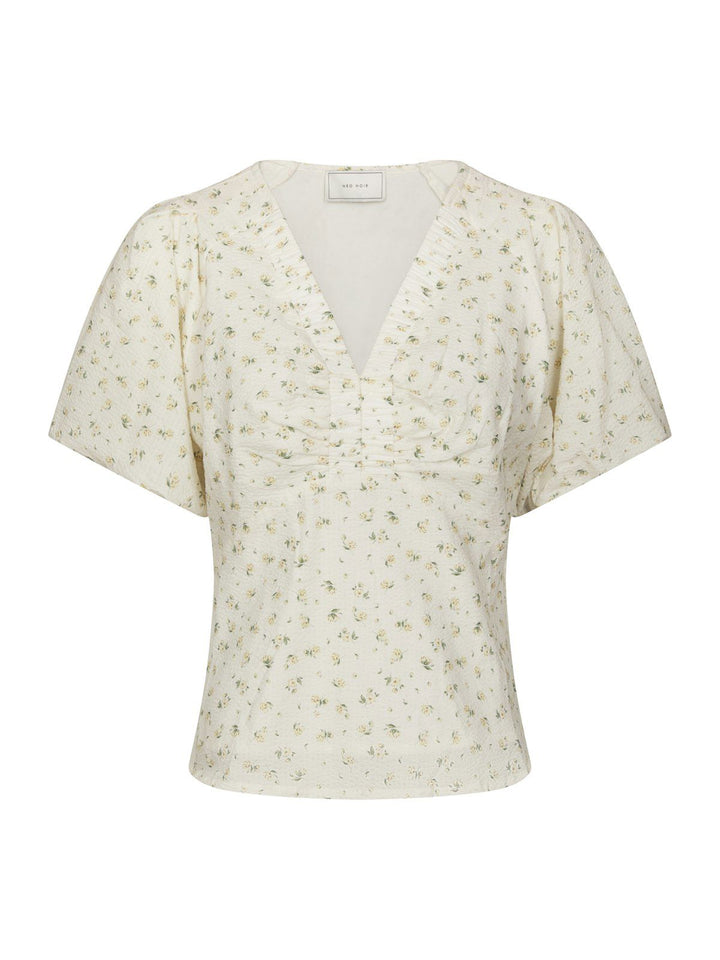 Irina Small Rose Flower Blouse  Light Yellow