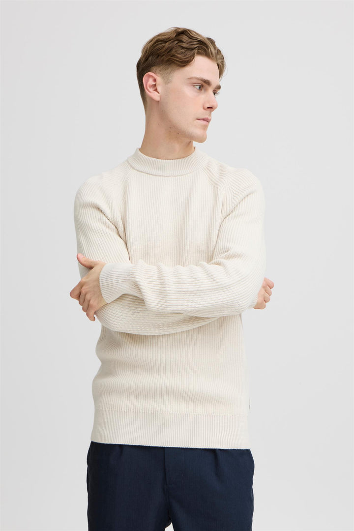 KRISTIAN raglan rib crew neck knit  Pumice Stone