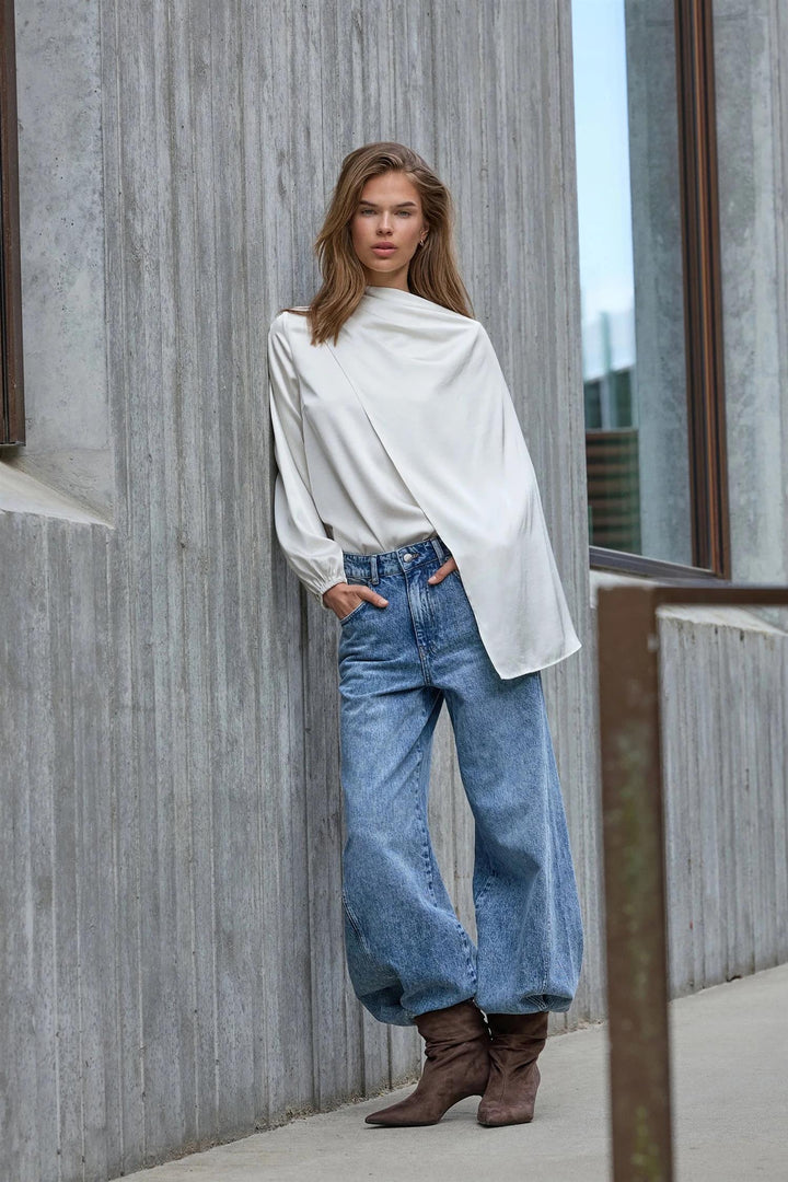 IdunCC Cape LS Blouse Off-White