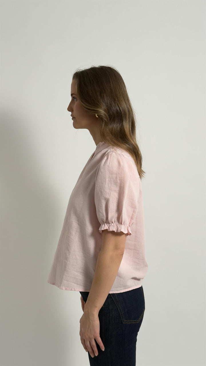 Odesa Linen Blouse  Rose Smoke