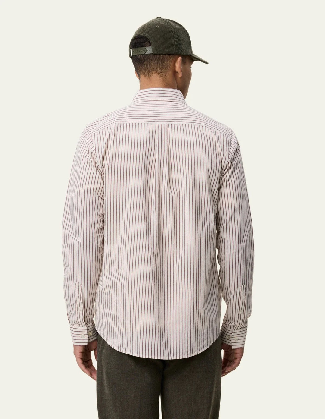 Light Oxford Striped Shirt  Chocolate Truffle Red