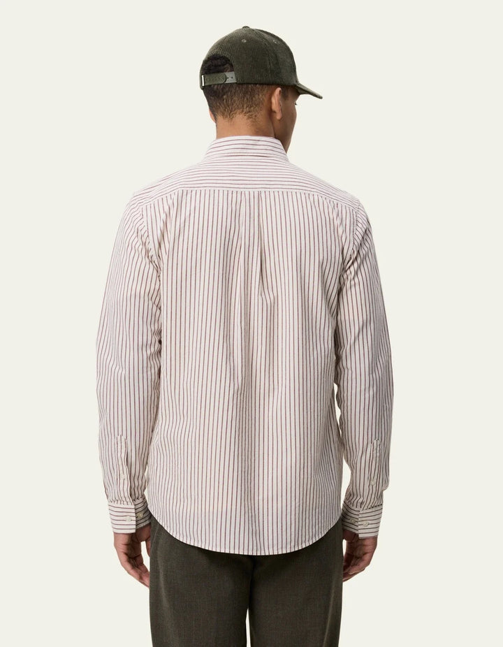 Light Oxford Striped Shirt  Chocolate Truffle Red