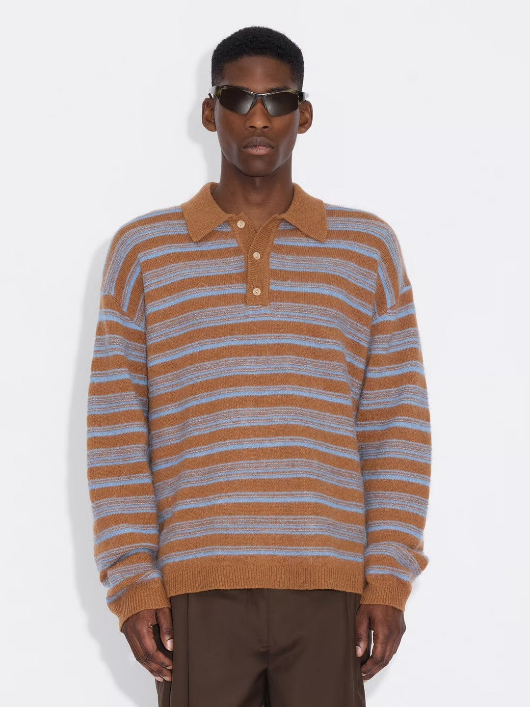 Ollie Wool Polo 26-01  Brown Stripe