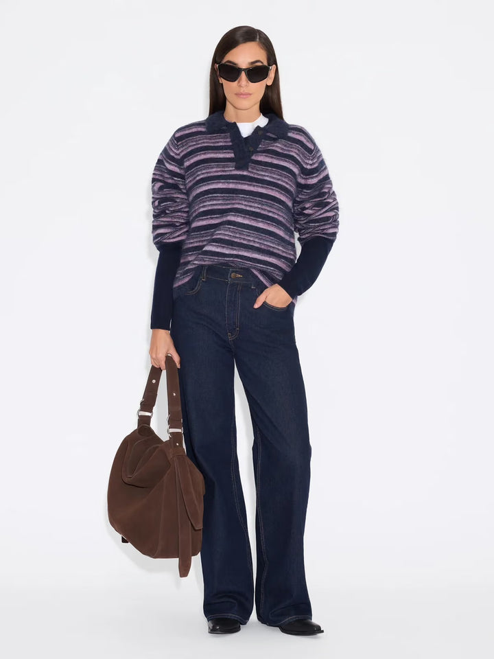 Olivia Wool Polo Sweater  Lilac Mix