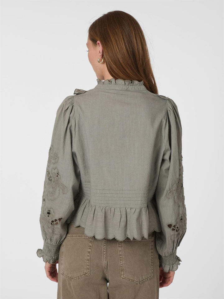 Petrine Embroidery Blouse  Smoke Green