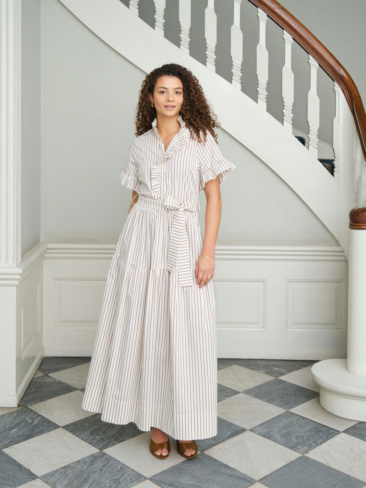Nellie Wide Stripe Dress Ivory – Capone