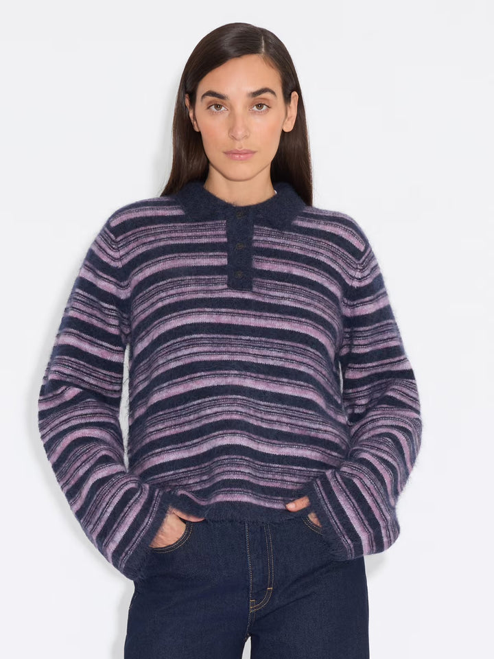 Olivia Wool Polo Sweater  Lilac Mix