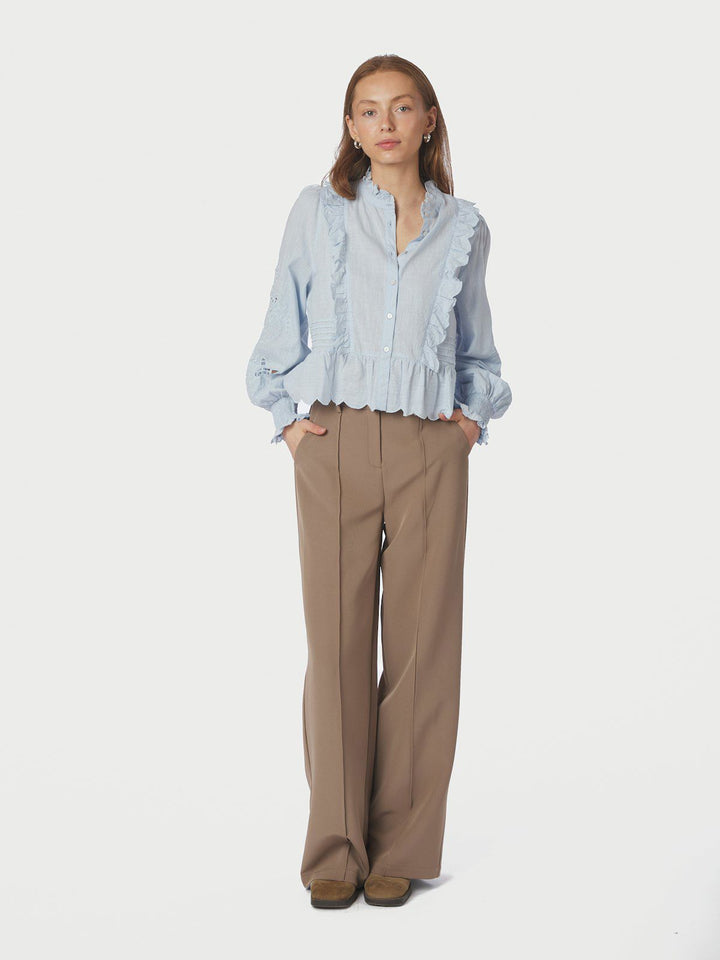 Petrine Embroidery Blouse  Light Blue