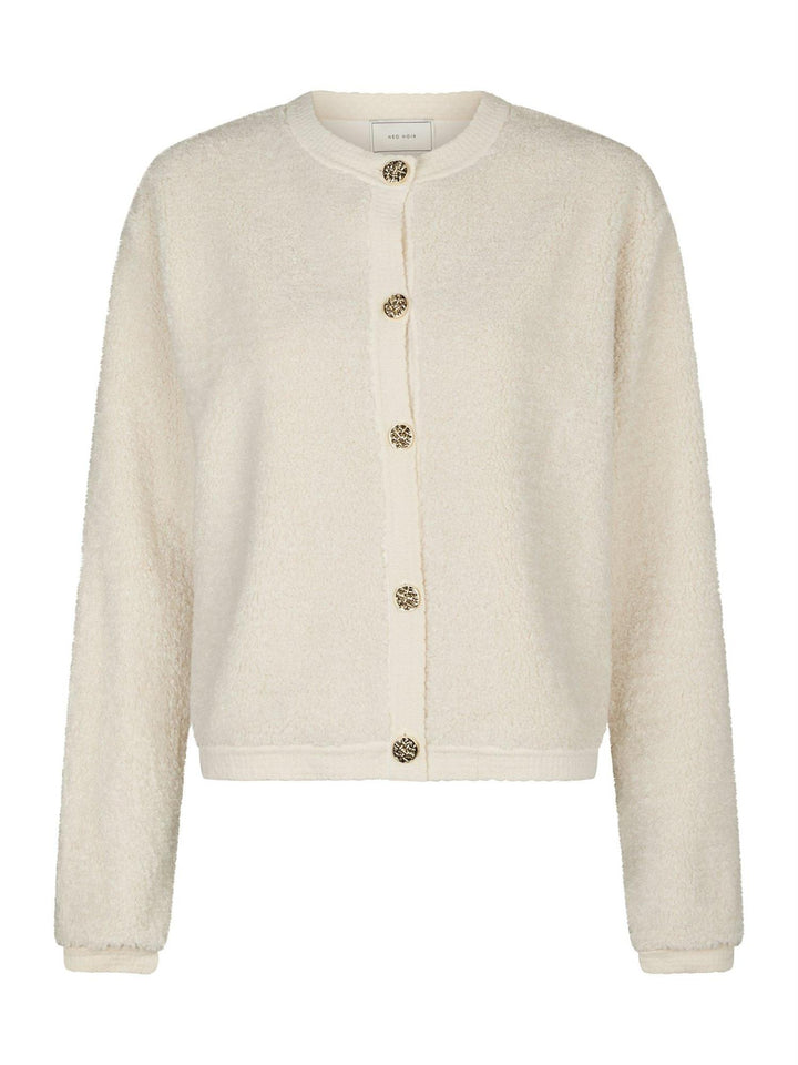 Limo Fluffy Knit Cardigan  Creme