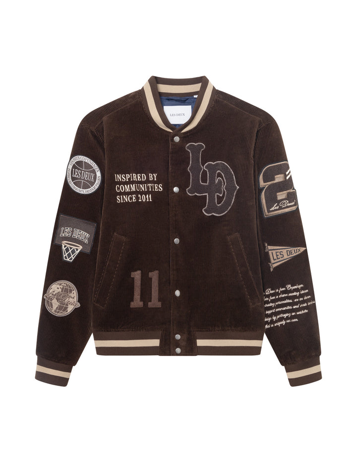 Corduroy Varsity Jacket  Slate Brown
