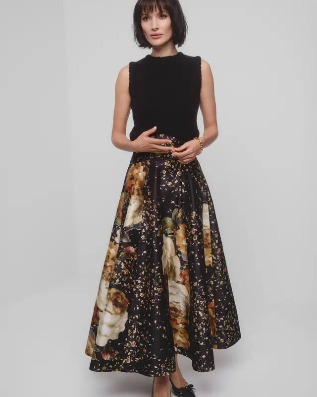 Taffeta Maxi Skirt  Dark Rose