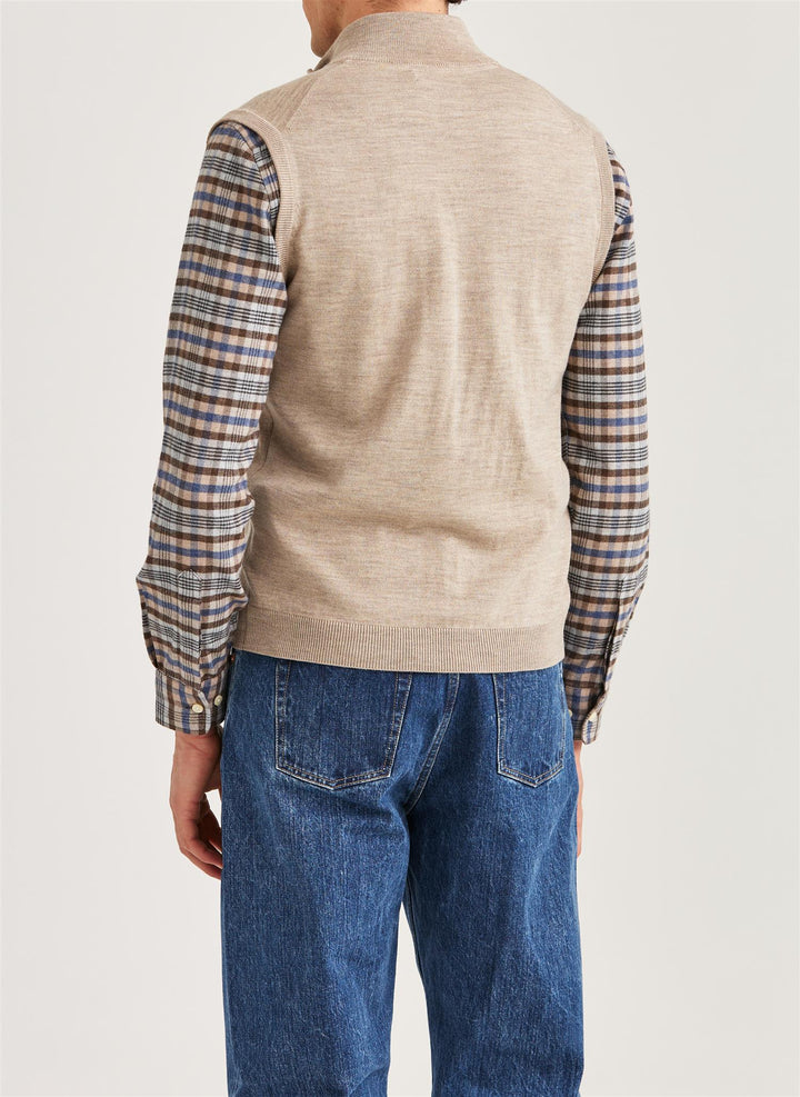 Merino Zip Vest  Khaki