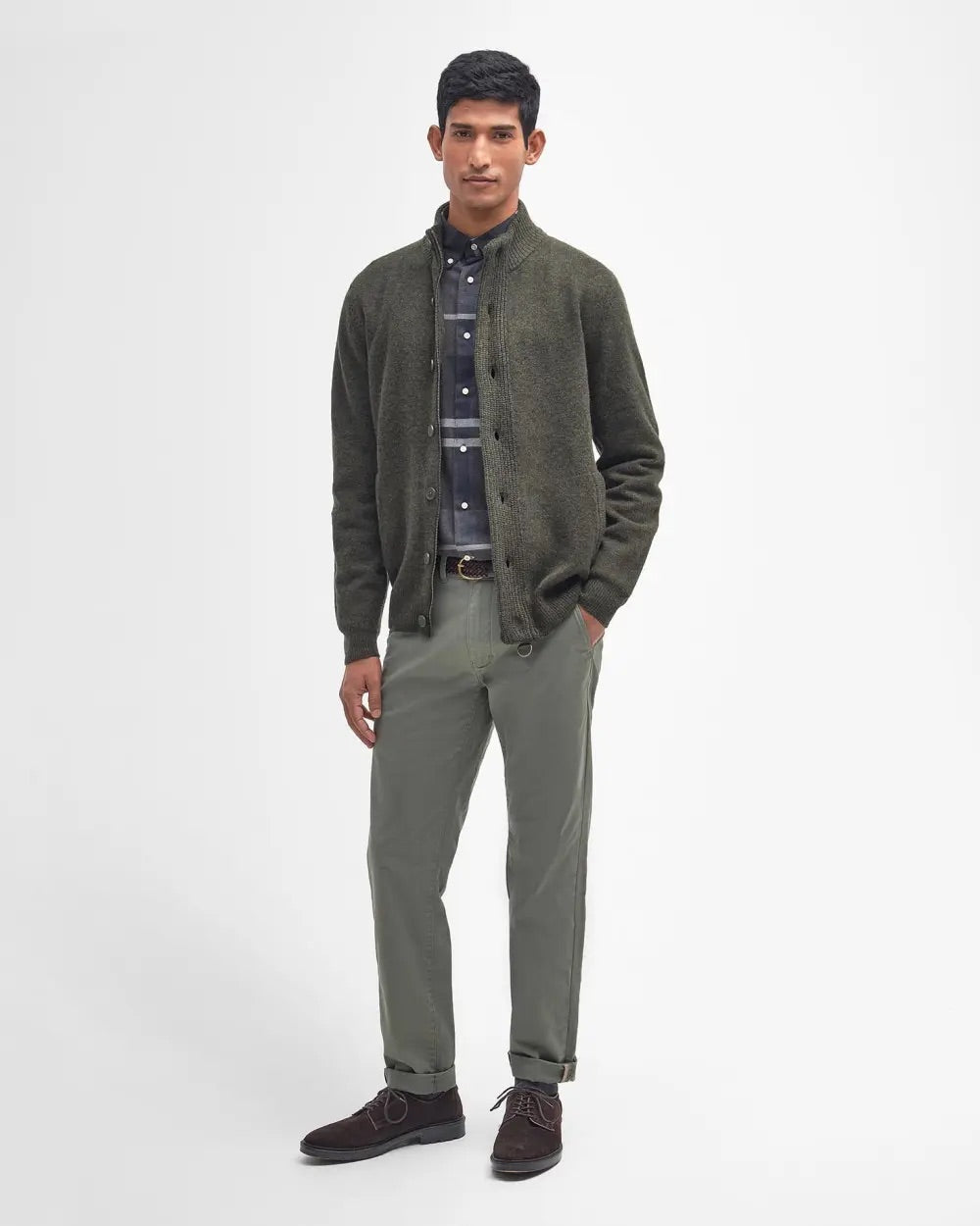 Essent Patch Zip Through Knitted Jumper  Seaweed