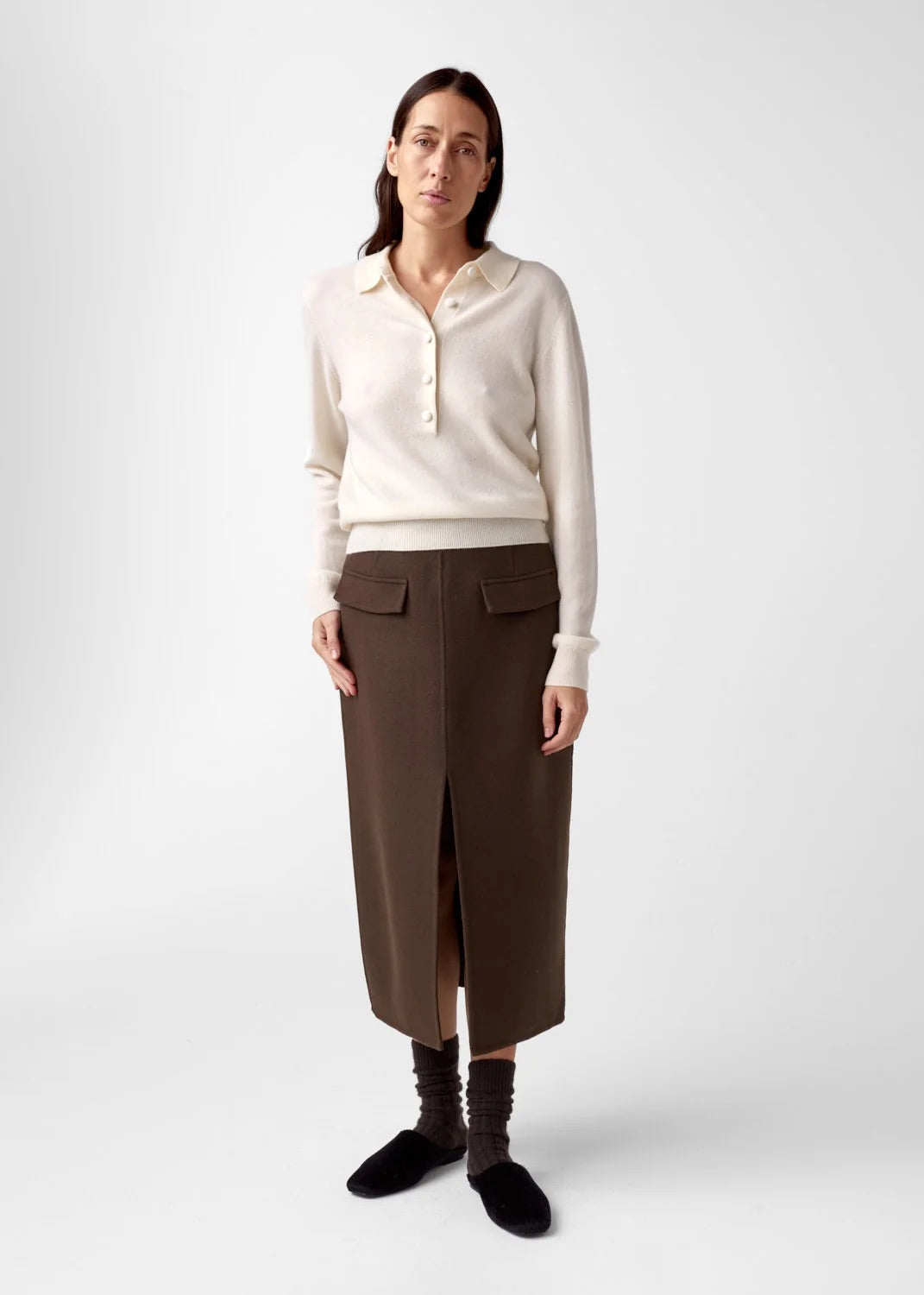 Elida cashmere polo  Eggshell