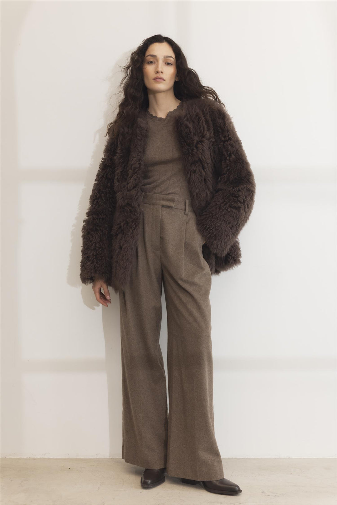 Freya Shearling Jacket Dark Brown