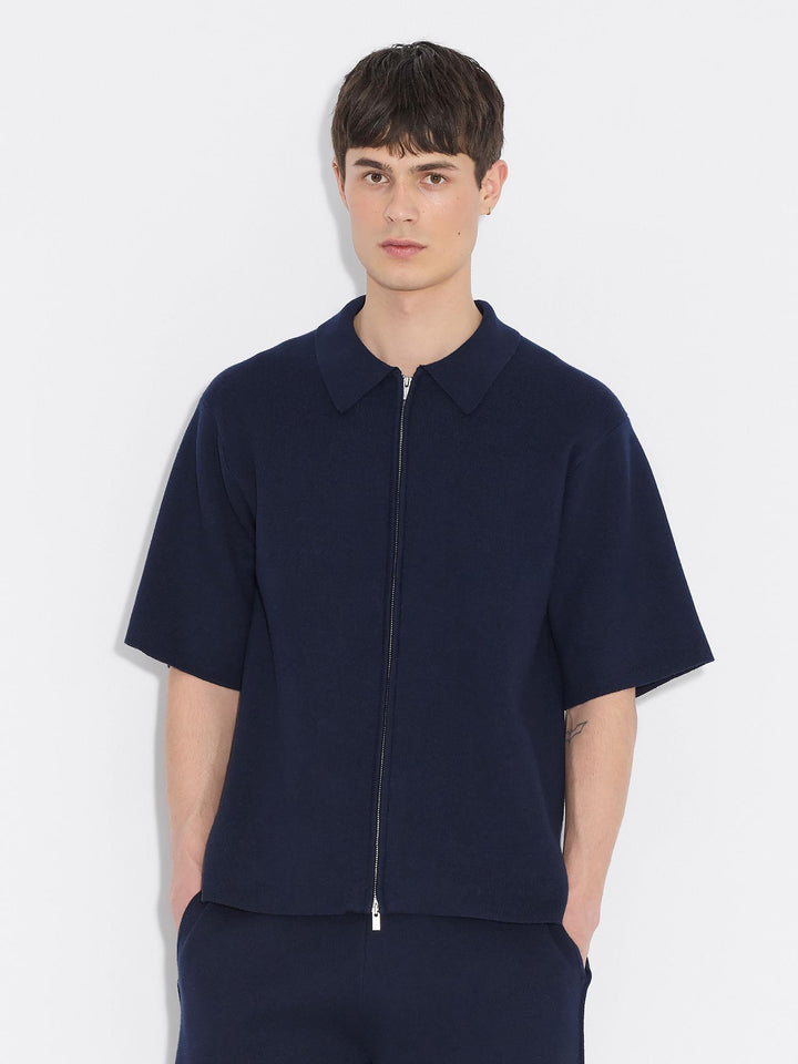 Summer Knit Zip Through  Navy