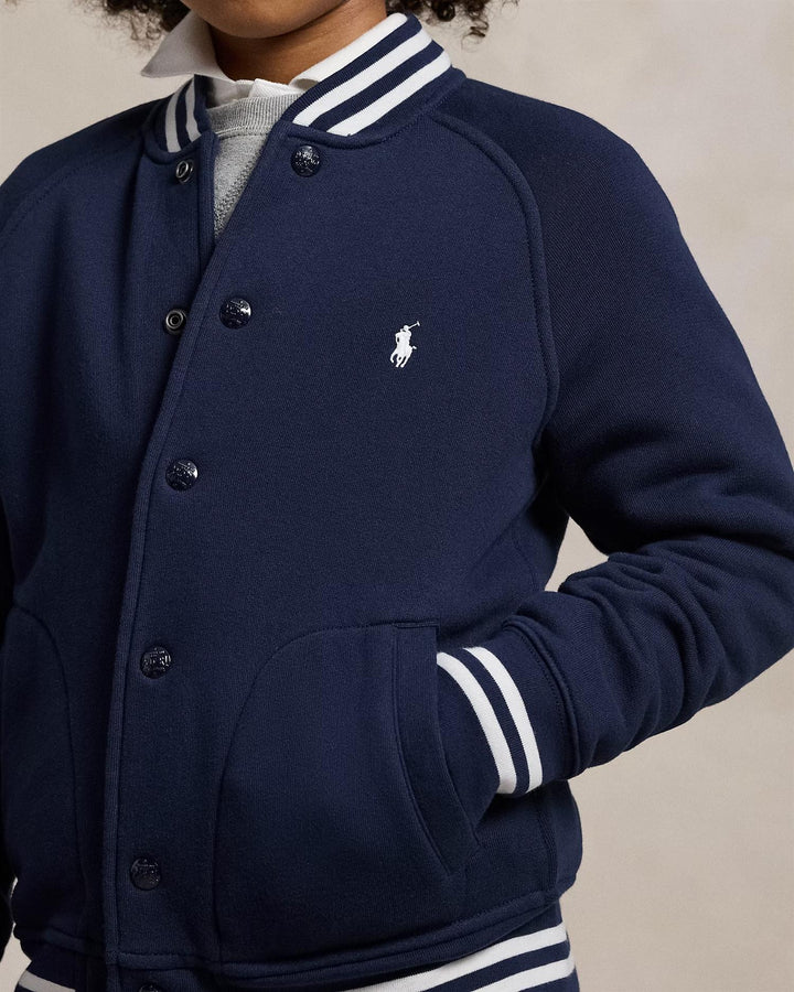 Fleece Baseball Jacket  Navy/Wht P