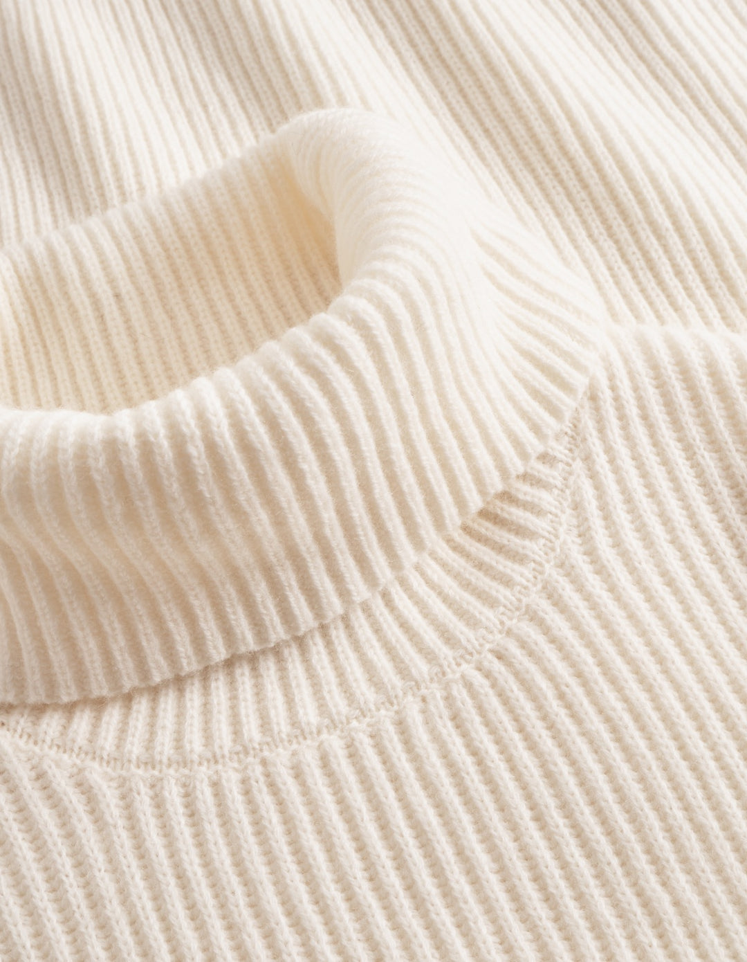 Eddie Wool Rib Rollneck Knit  Ivory