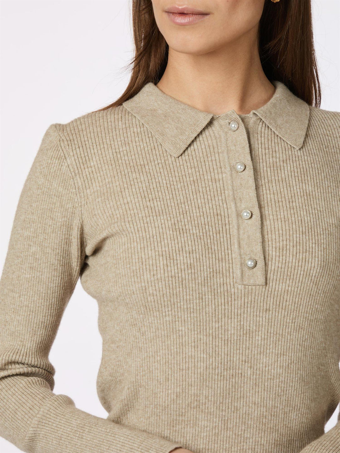 Panama Knit Blouse  Beige Melange