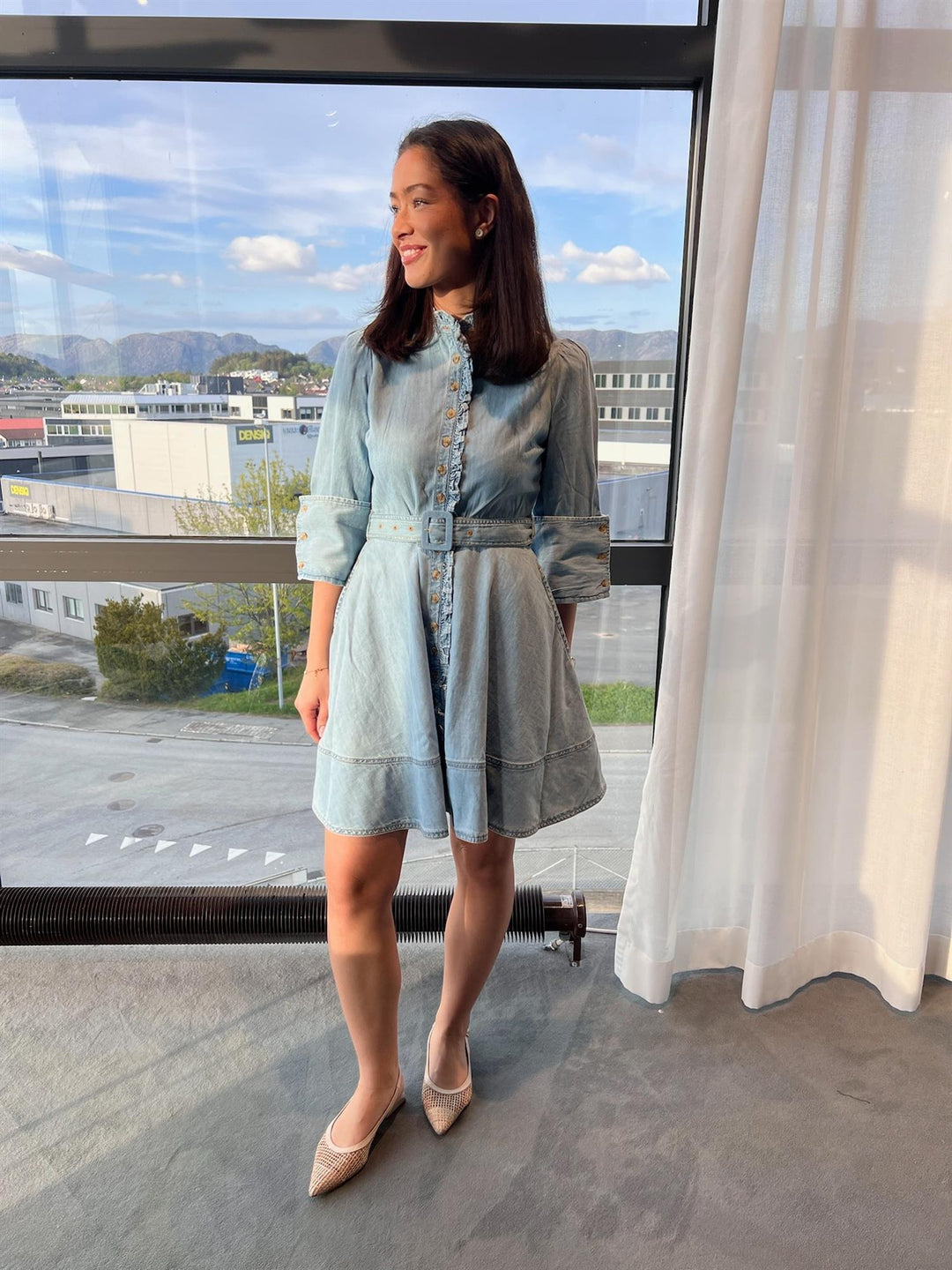 Denim Mini Dress  Light Blue