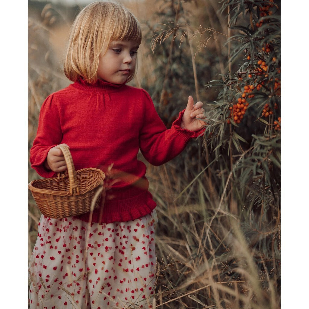 TULLE HEART SKIRT  Sandshell/ Pompeian Red