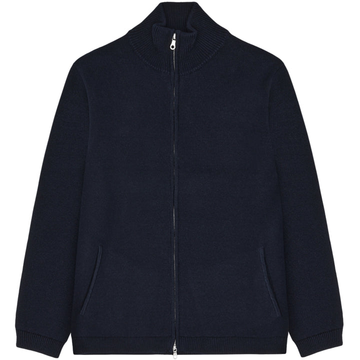 Zipper Knit Cardigan  Navy