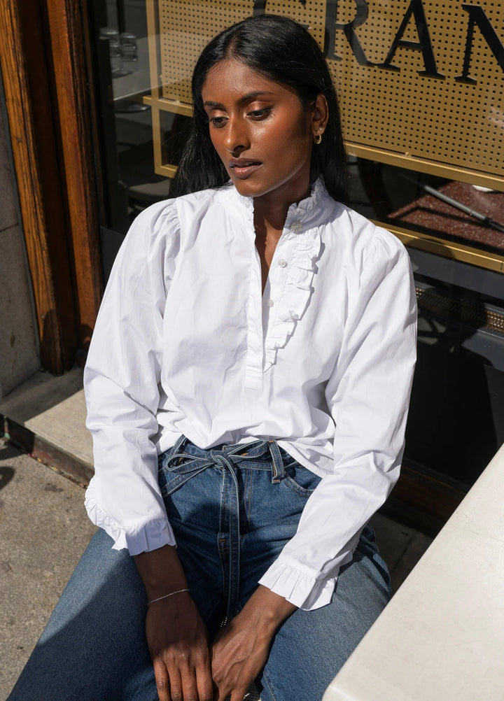 Ella Blouse  Sugar White Poplin
