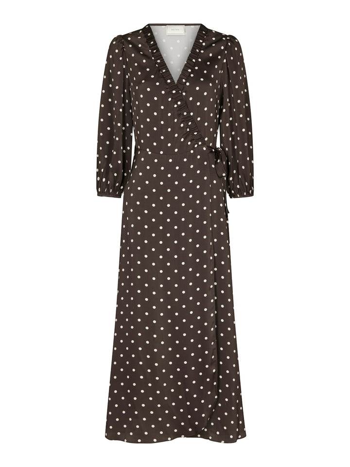 Malinga Dot Dress  Dark Brown