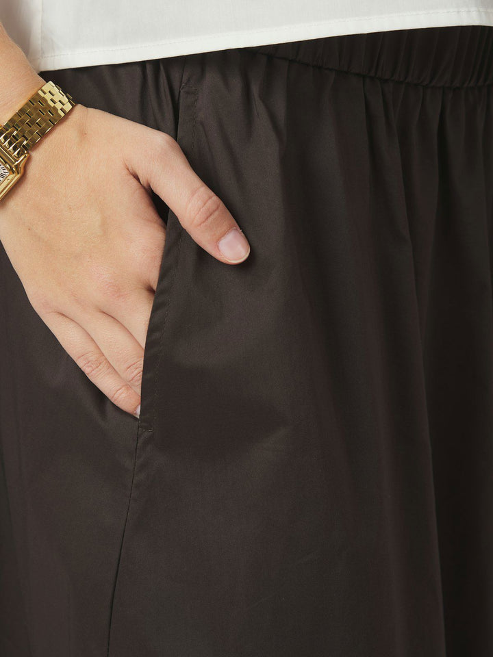 Yara Long Poplin Skirt  Chocolate Brown