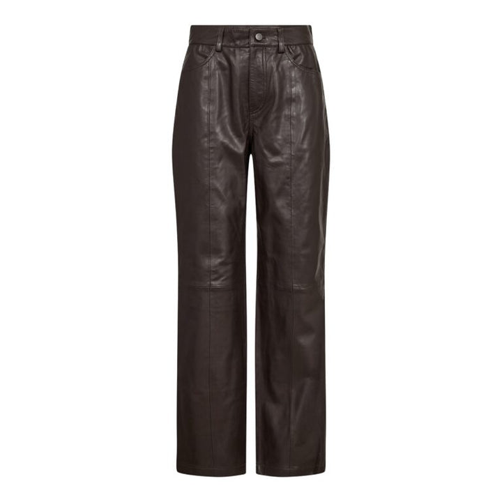 PhoebeCC Leather Straight Pant  Dark Brown