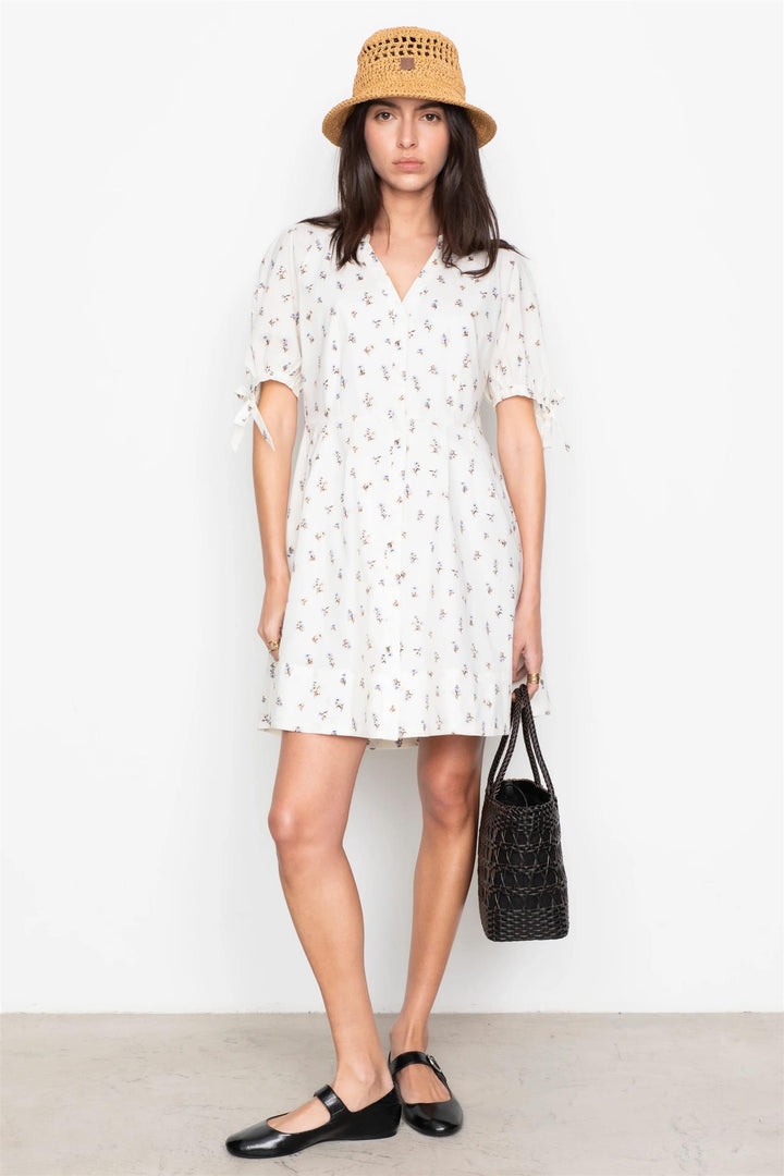 Lia Dress  White Anemone Print