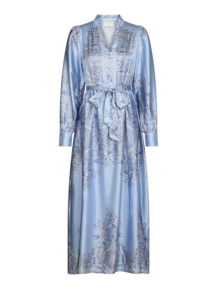 NOVA PAISLEY BORDER DRESS  Light Blue