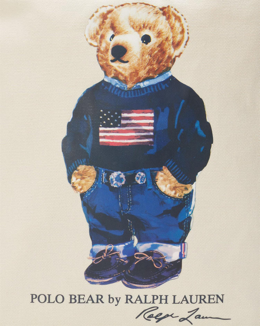 Polo Bear Cotton Canvas Tote  Creme