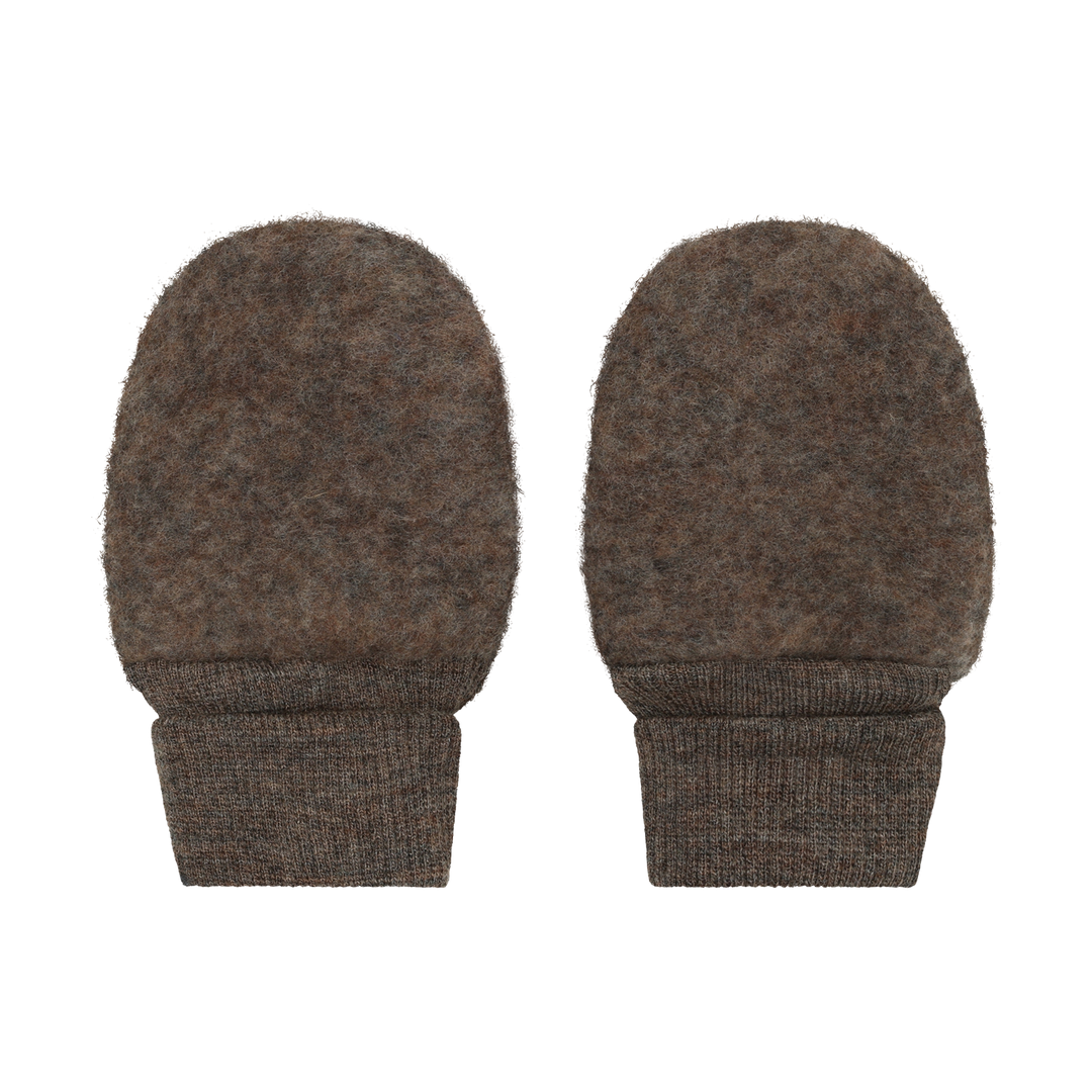 Mittens Wool Fleece  Brown Melange