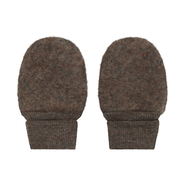 Mittens Wool Fleece  Brown Melange