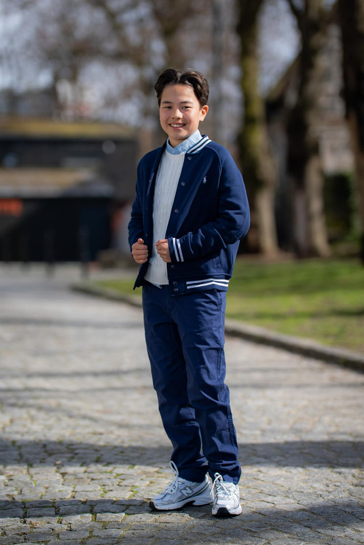 Fleece Baseball Jacket  Navy/Wht P