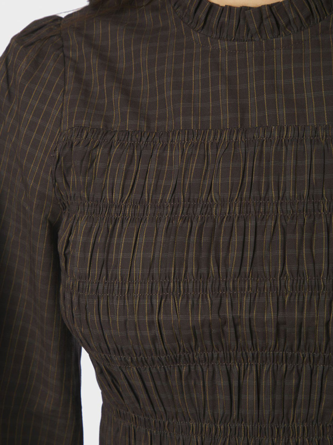 Possa Big Check Blouse Brown Check
