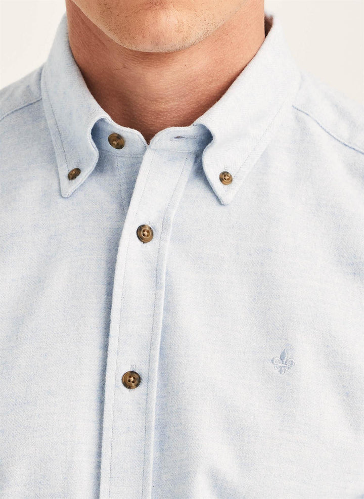 Flannel Herringbone Shirt-Slim Fit Light Blue