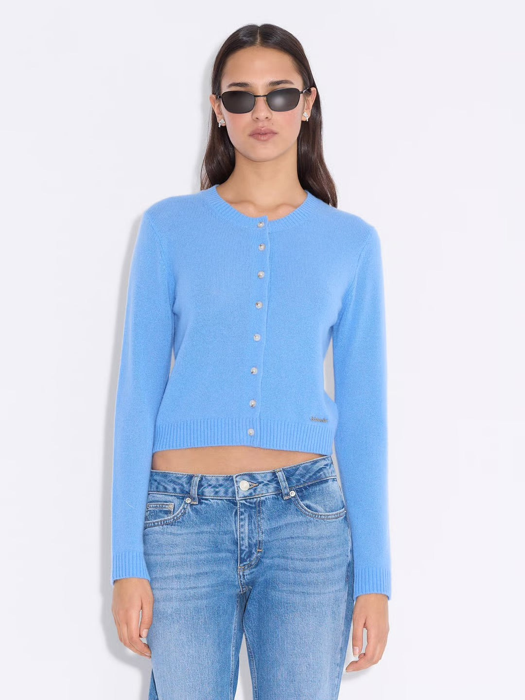 W. Cashmere Cardigan  Blue