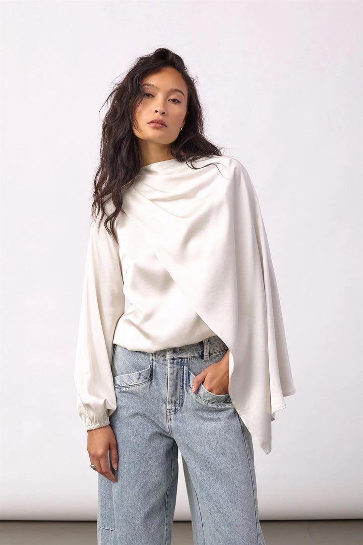 IdunCC Cape LS Blouse Off-White