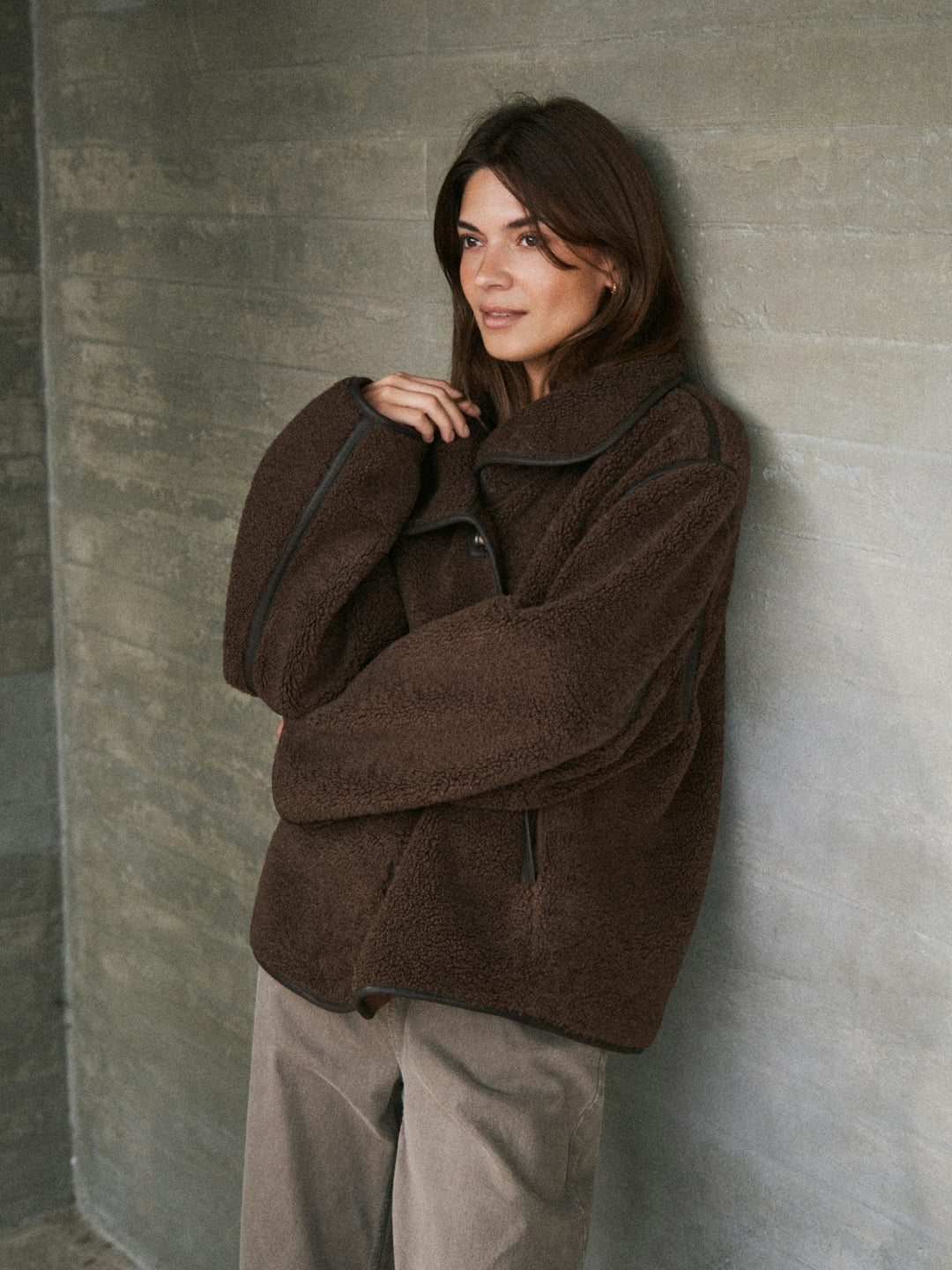 Edmund Teddy Jacket  Dark Brown