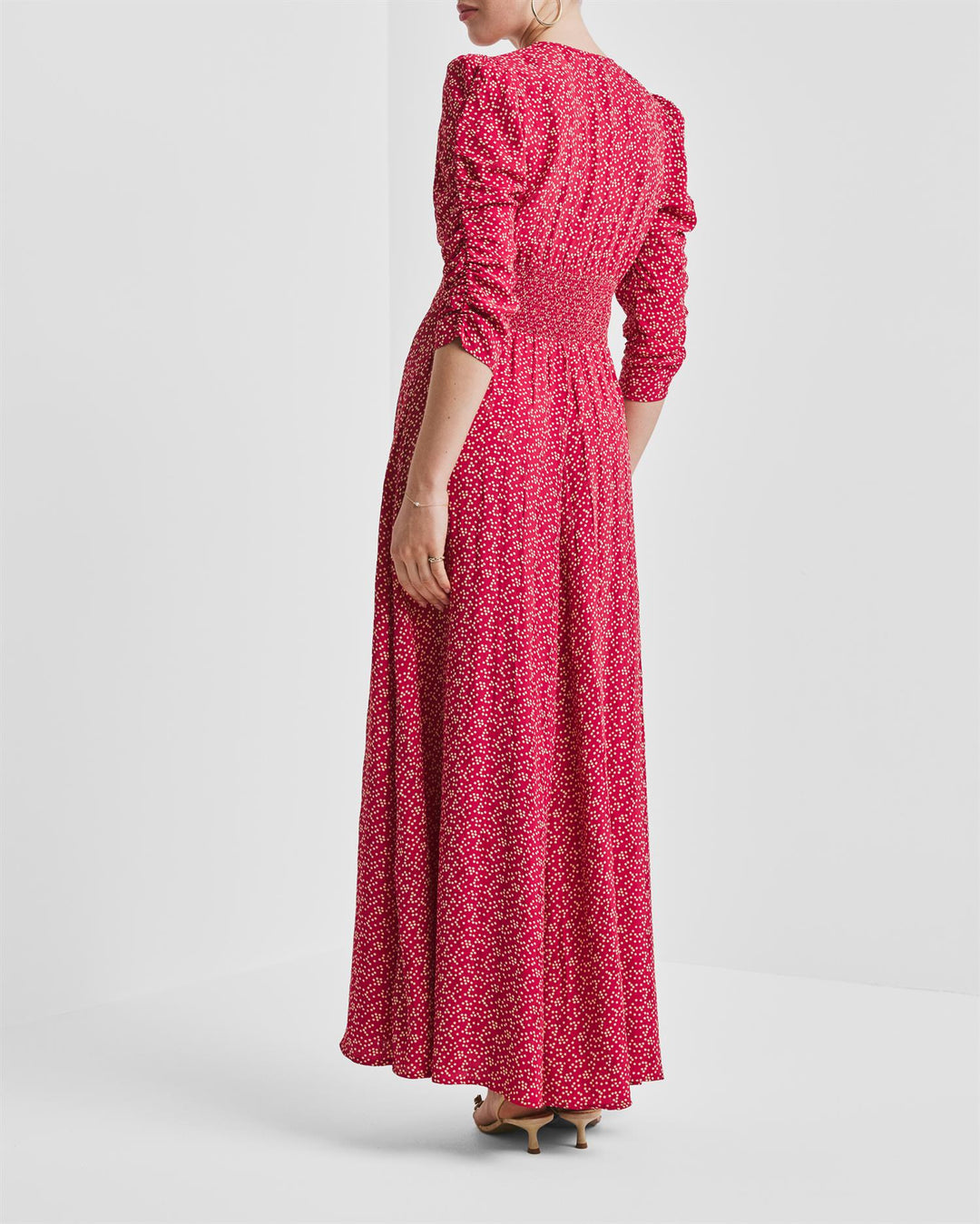Spring Button-Down Dress  Red Dots