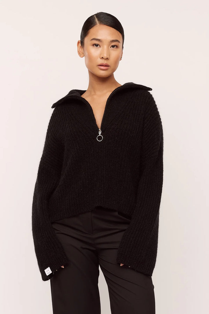 Florie Zip Knit  Black